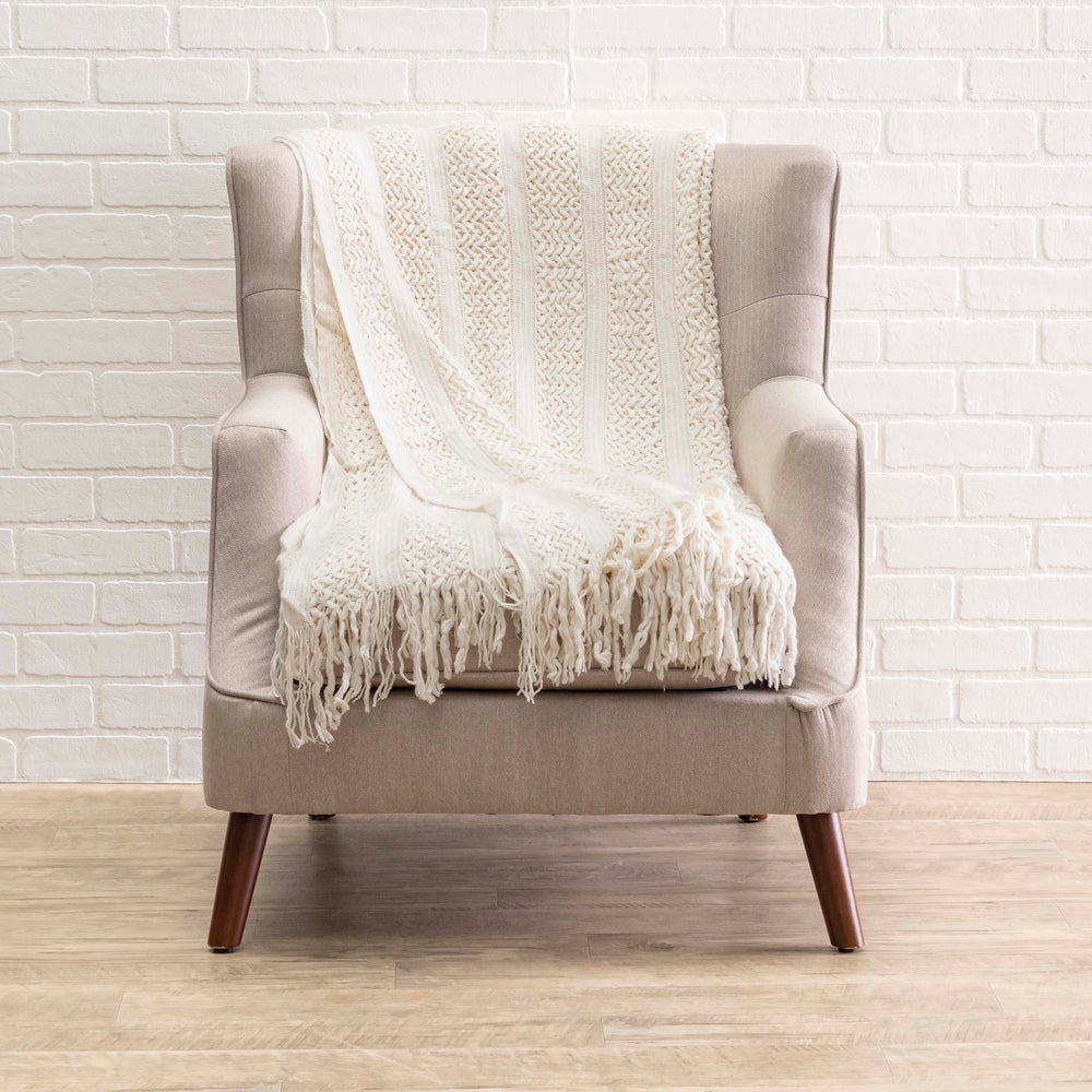 Atlas Knit Blanket, White