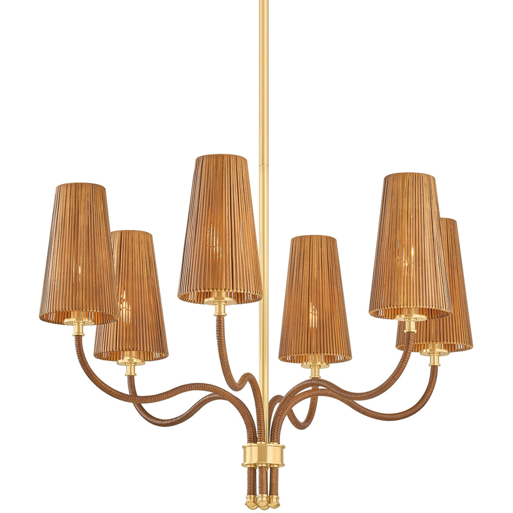 Atwood 6 Light Chandelier, Aged Brass