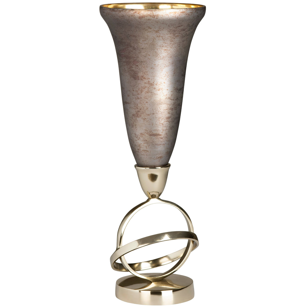 Aubergine Sculptural Votive Holder, Silver-Accessories-High Fashion Home