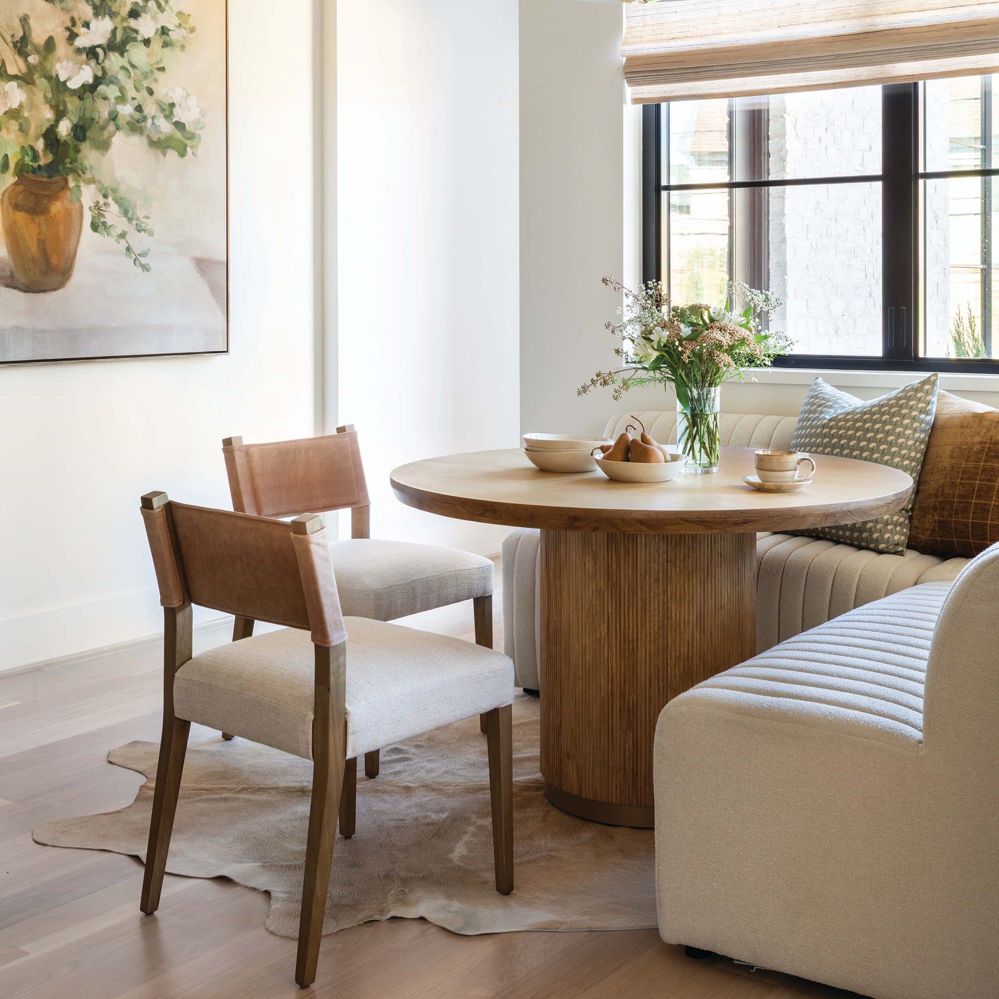 Augustine 100" Dining L-Shape Banquette, Capri Oatmeal by Four Hands ...