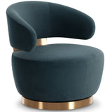 Austin Velvet Swivel Accent Chair, Dark Teal-Furniture - Chairs-High Fashion Home