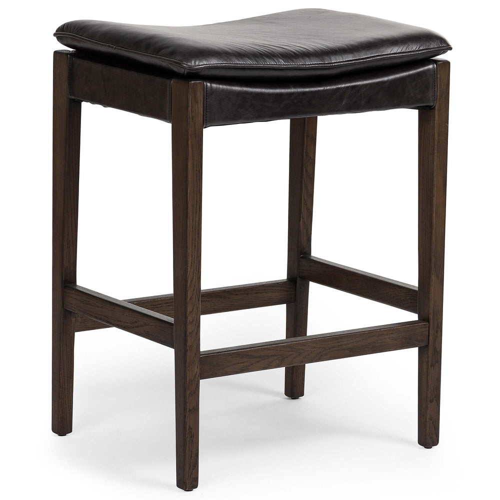Aya Leather Counter Stool, Sonoma Black