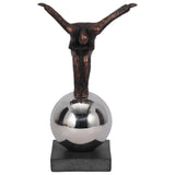 Balancing Man on Sphere, Bronze-Accessories-High Fashion Home