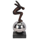 Balancing Man on Sphere, Bronze-Accessories-High Fashion Home