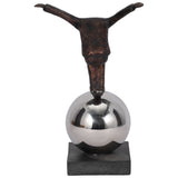 Balancing Man on Sphere, Bronze-Accessories-High Fashion Home