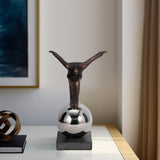 Balancing Man on Sphere, Bronze-Accessories-High Fashion Home