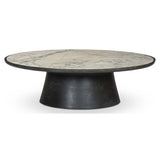 Balboa Outdoor Coffee Table, Veined White Marble-Furniture - Accent Tables-High Fashion Home