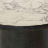 Balboa Outdoor End Table, Veined White Marble-Furniture - Accent Tables-High Fashion Home