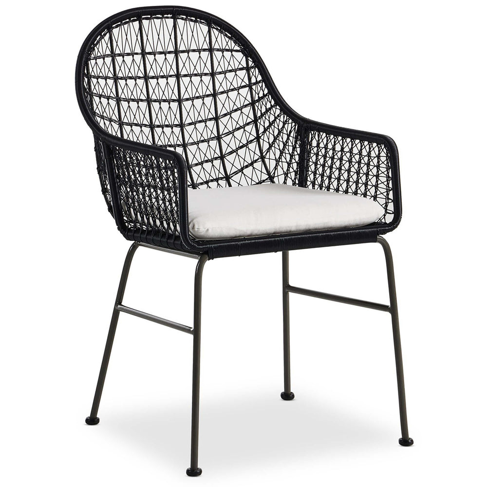 Bandera Outdoor Woven Dining Chair w/Seat Cushion, Smoke Black, Set of 2-Furniture - Dining-High Fashion Home