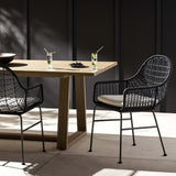 Bandera Outdoor Woven Dining Chair w/Seat Cushion, Smoke Black, Set of 2-Furniture - Dining-High Fashion Home