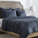 Bari Velvet Queen Quilt, Sea Fog-Accessories-High Fashion Home
