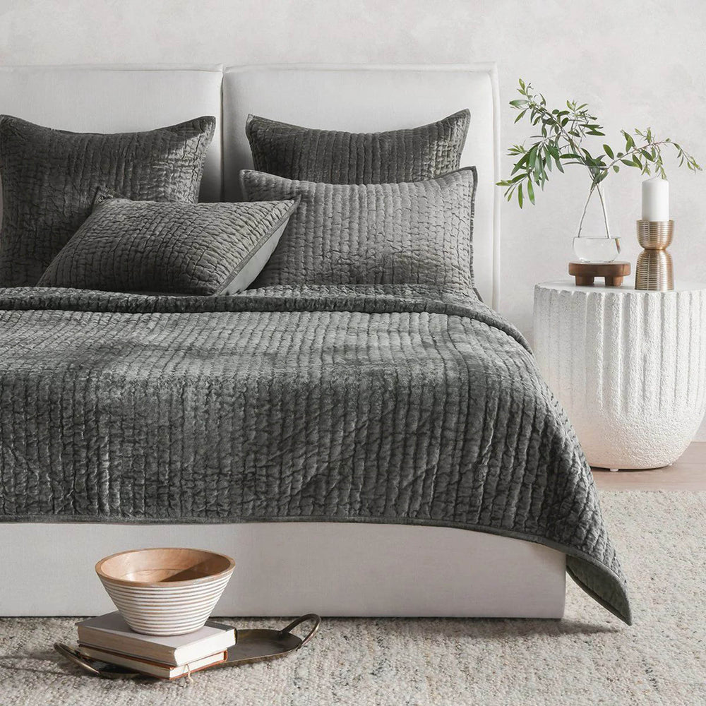 Bari Velvet Quilt, Sage-Accessories-High Fashion Home