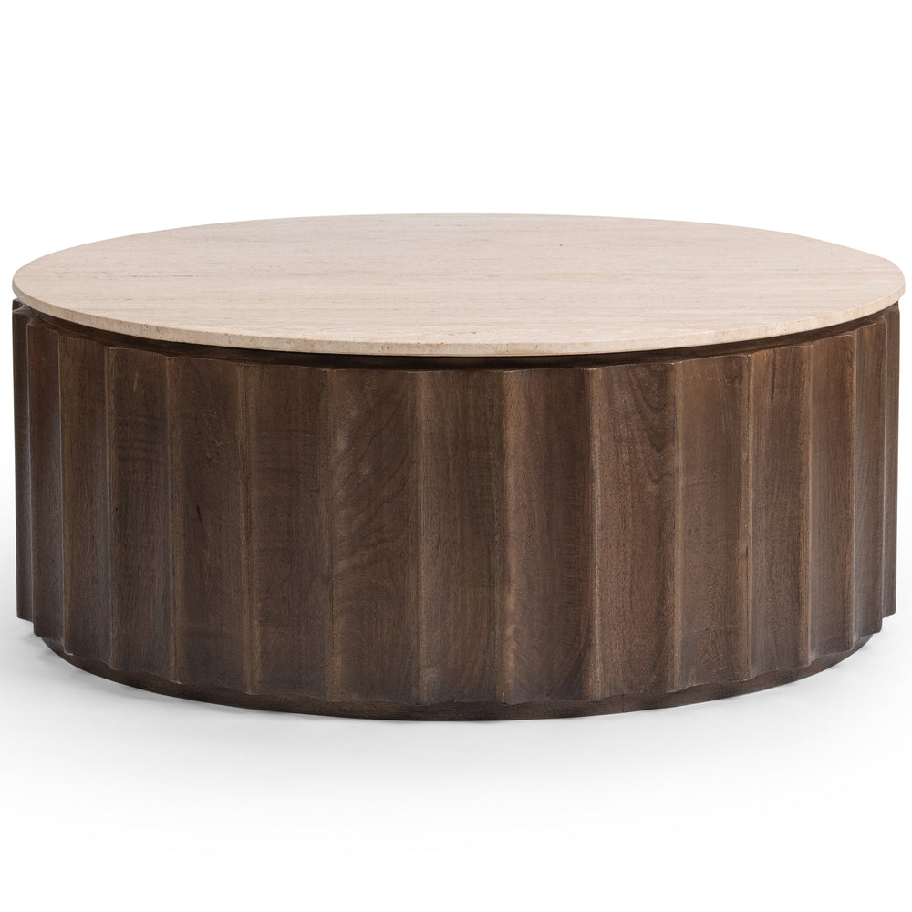 Baylee Round Coffee Table, Roast Tan-Furniture - Accent Tables-High Fashion Home