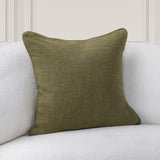 Bedford Linen Pillow, Olive Green-Accessories-High Fashion Home