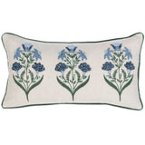 Belcourt Floral Lumbar Pillow, Natural/Blue-Accessories-High Fashion Home