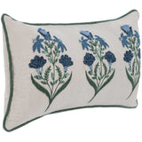 Belcourt Floral Lumbar Pillow, Natural/Blue-Accessories-High Fashion Home