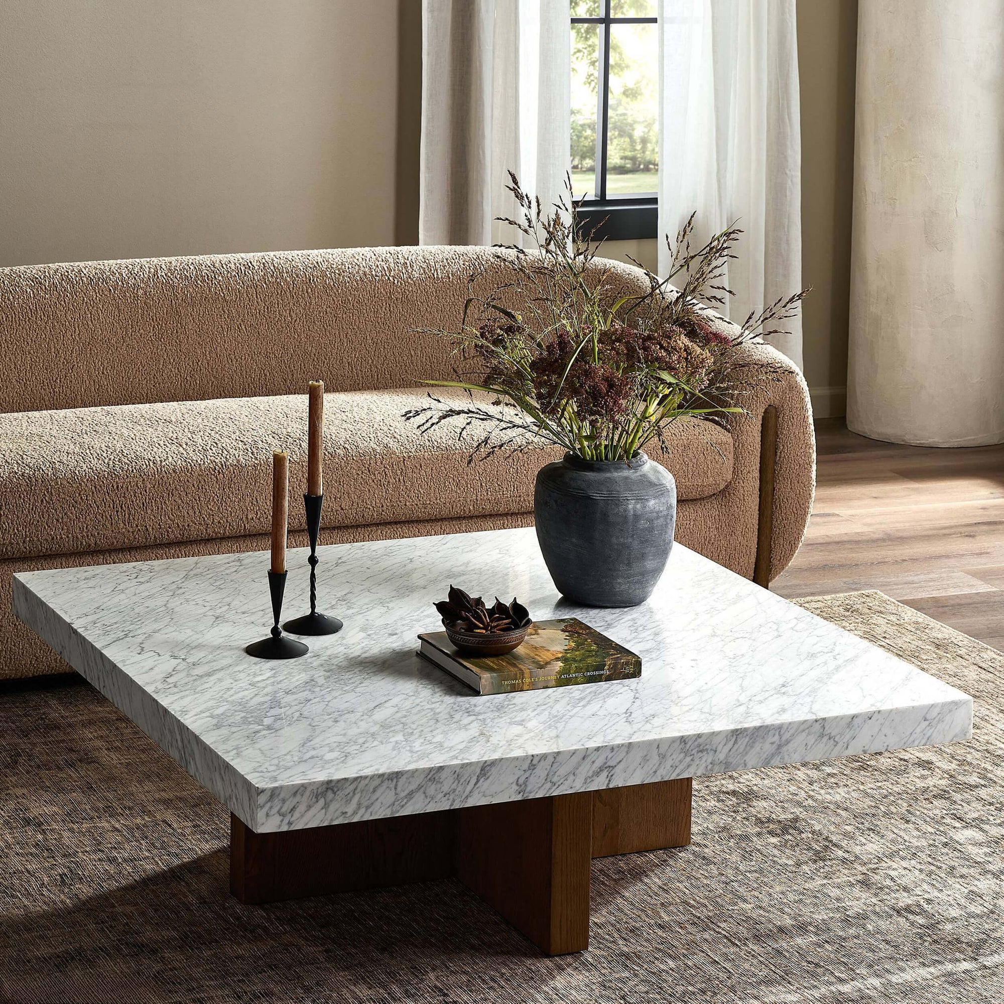 Bellamy Square Coffee Table White Marble High Fashion Home