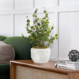 Benjamin Ficus in Large Geometric Planter, White-Accessories-High Fashion Home