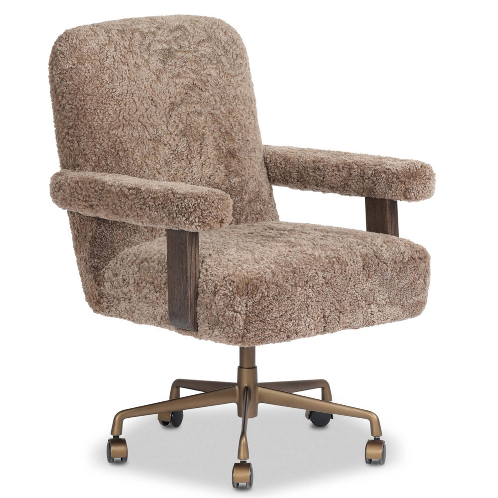 Bergen Desk Chair, Taupe Shearling by Four Hands-Furniture - Office-High Fashion Home