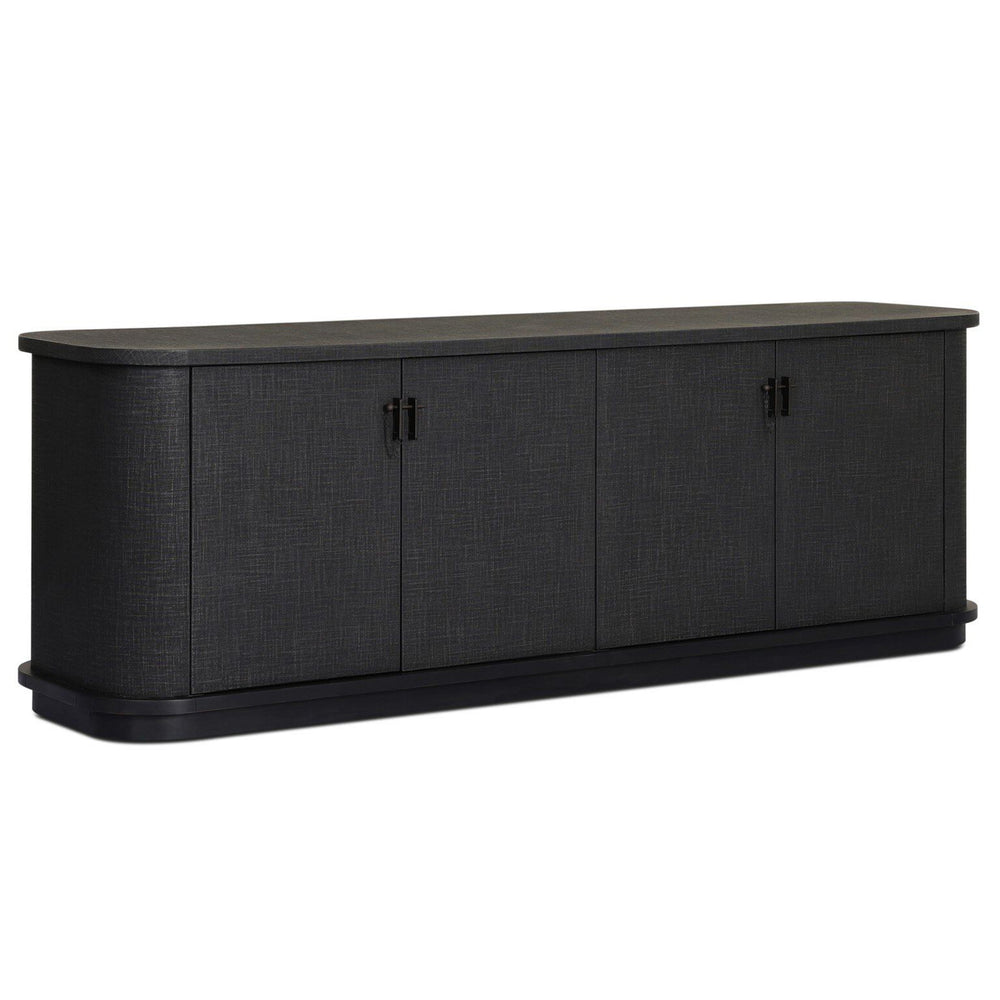 Berlin Media Console, Black Linen by Four Hands-Furniture - Storage-High Fashion Home
