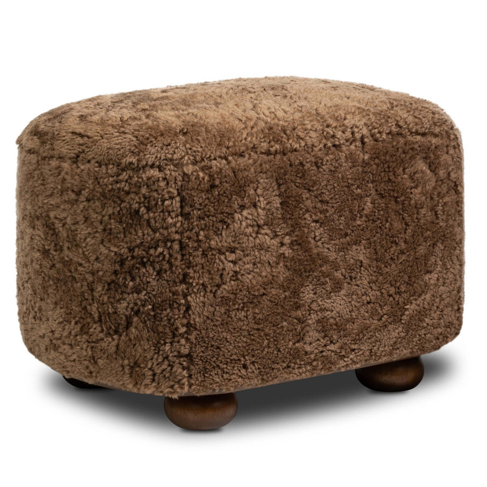 Bilbury Oval Ottoman, Amber Shearling by Four Hands-Furniture - Chair-High Fashion Home