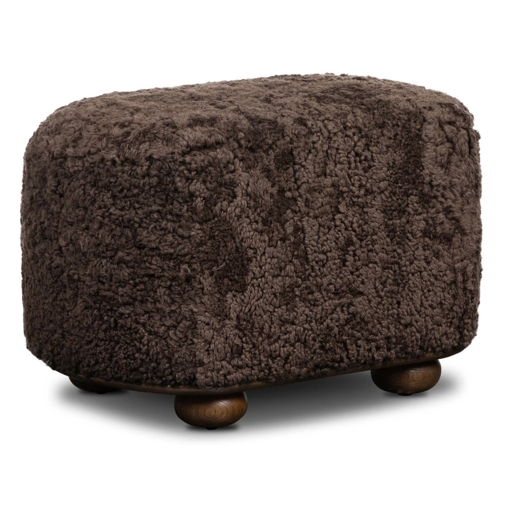 Bilbury Oval Ottoman, Cocoa Shearling by Four Hands-Furniture - Chair-High Fashion Home