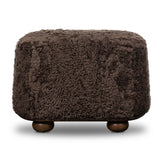 Bilbury Oval Ottoman, Cocoa Shearling by Four Hands-Furniture - Chair-High Fashion Home