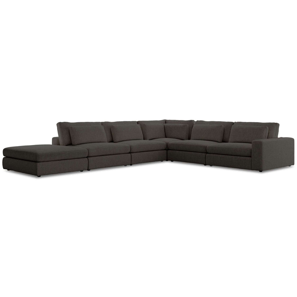 Bloor 5-Piece RAF Sectional w/Ottoman, Landale Charcoal-Furniture - Sofas-High Fashion Home