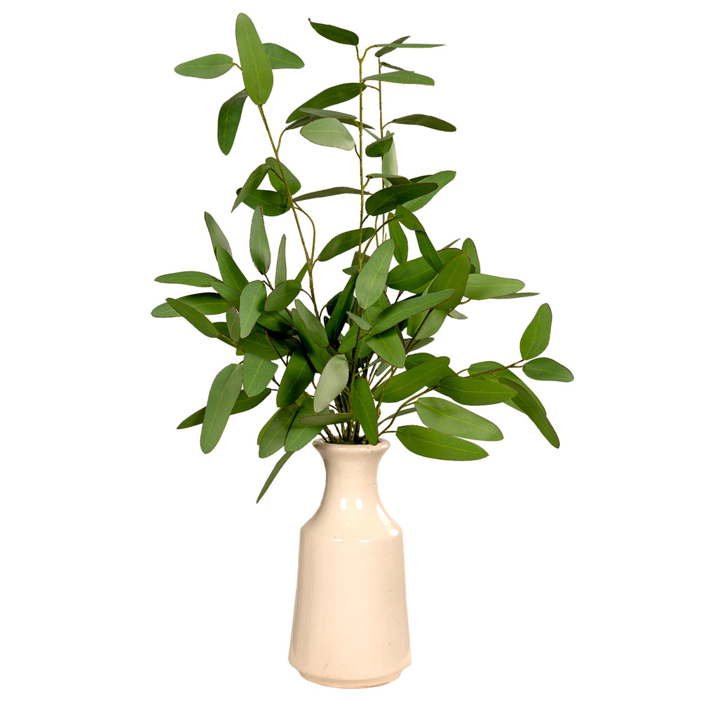 Blue Eucalyptus in Lait Planter, Cream-Accessories-High Fashion Home