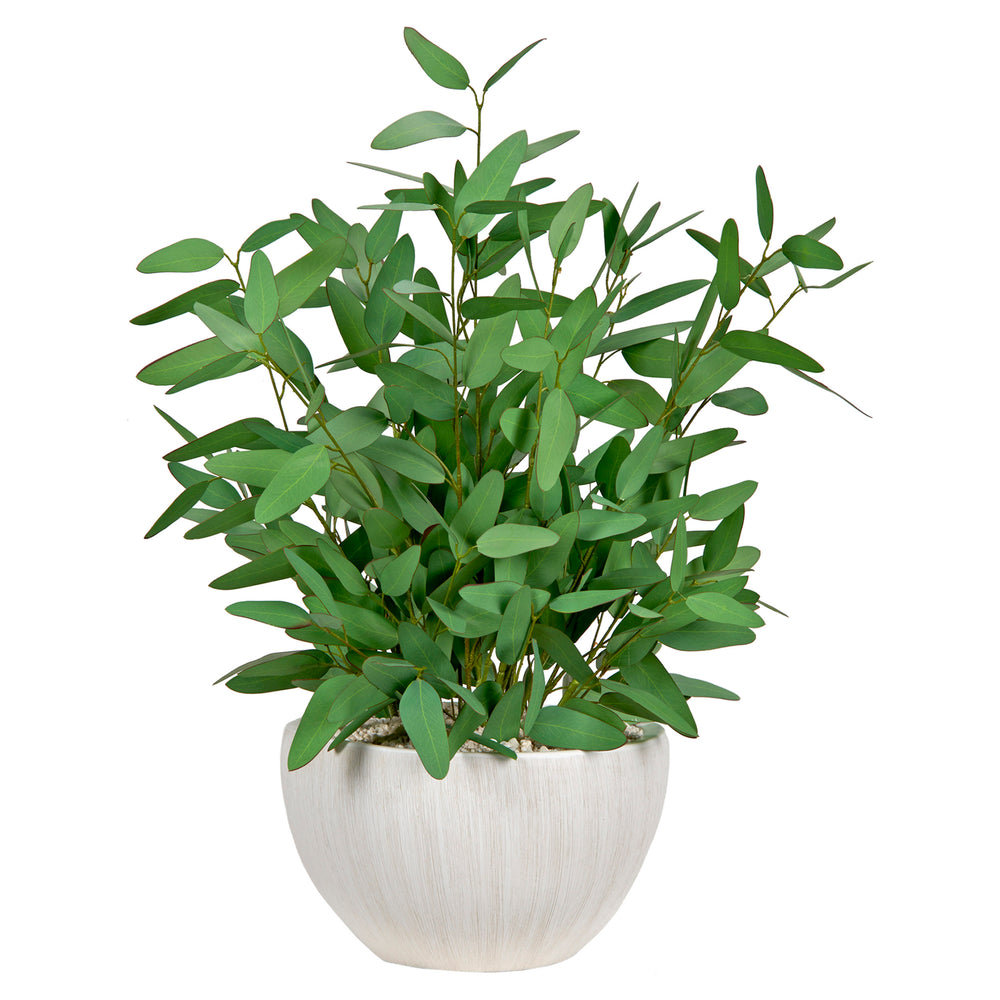 Blue Eucalyptus in Large Ezra Planter, White-Accessories-High Fashion Home