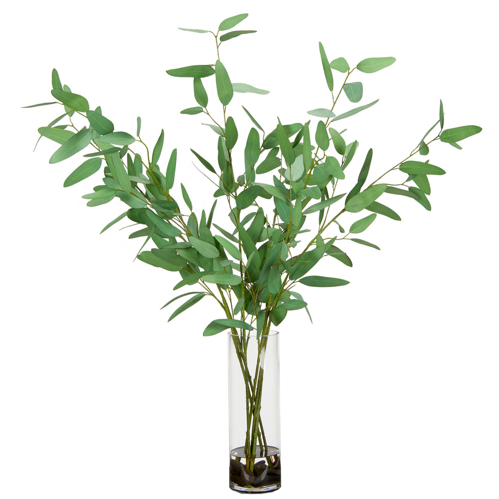 Blue Eucalyptus in Rowan Vase, Clear-Accessories-High Fashion Home