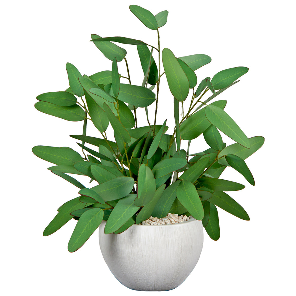 Blue Eucalyptus in Small Ezra Planter, White-Accessories-High Fashion Home