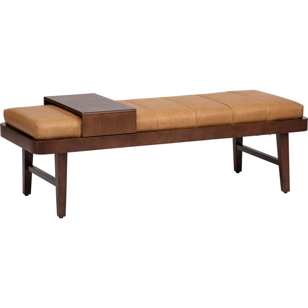 Bowen Leather Ottoman, Marseille Brown-Furniture - Benches-High Fashion Home