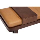 Bowen Leather Ottoman, Marseille Brown-Furniture - Benches-High Fashion Home