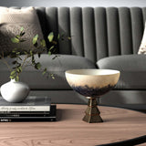 Bowl on Stand, Two Tone White-Accessories-High Fashion Home