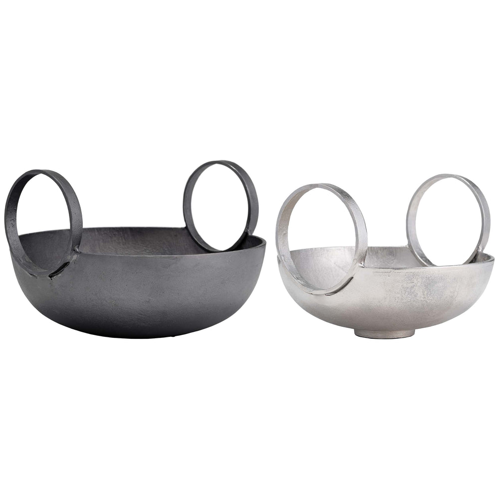 Bowl w/Handles, Silver/Gunmetal, Set of 2-Accessories-High Fashion Home