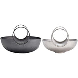 Bowl w/Handles, Silver/Gunmetal, Set of 2-Accessories-High Fashion Home