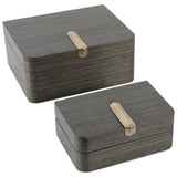 Boxes w/Medallion, Gray, Set of 2-Accessories-High Fashion Home
