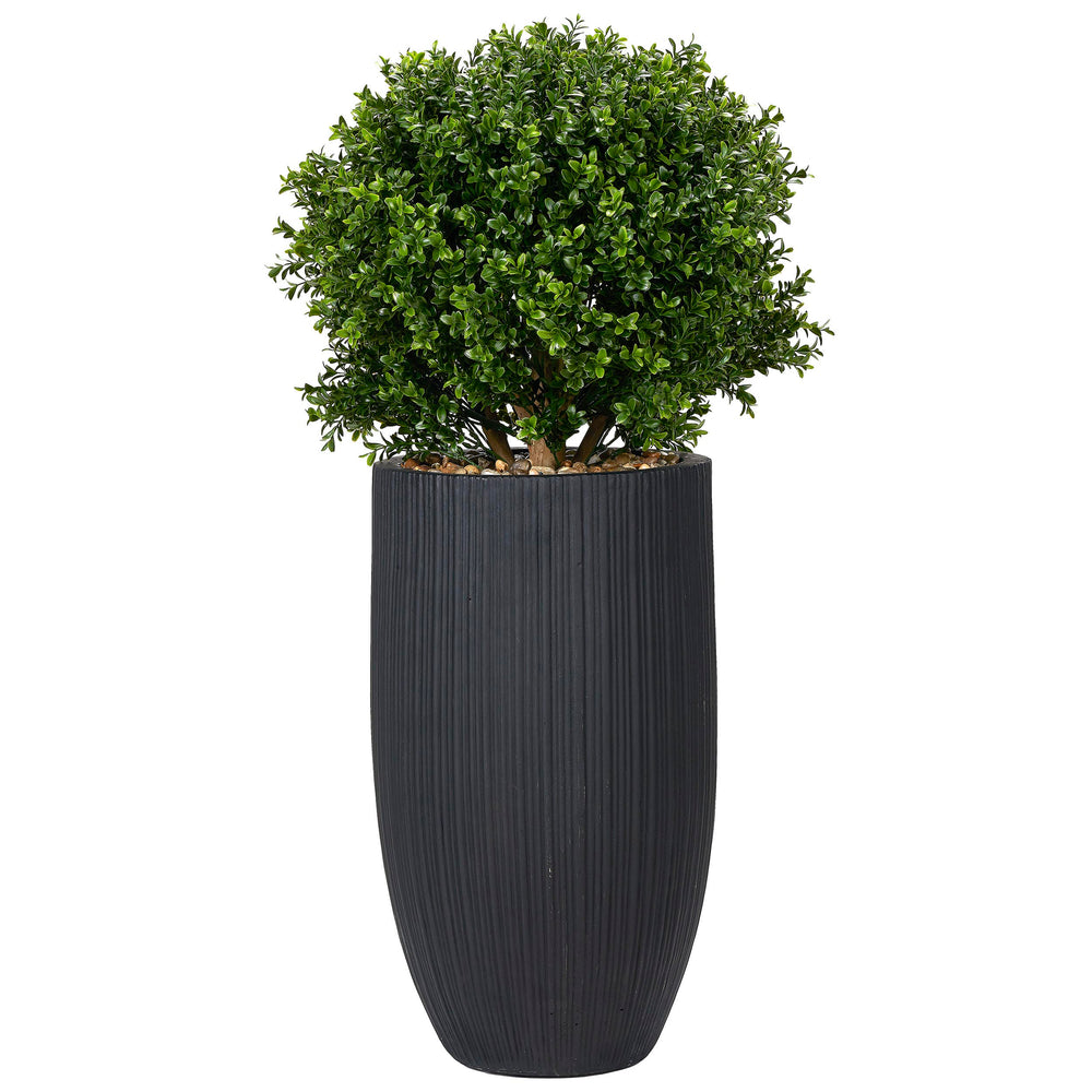 Boxwood Ball in Nell Planter, Black-Accessories-High Fashion Home