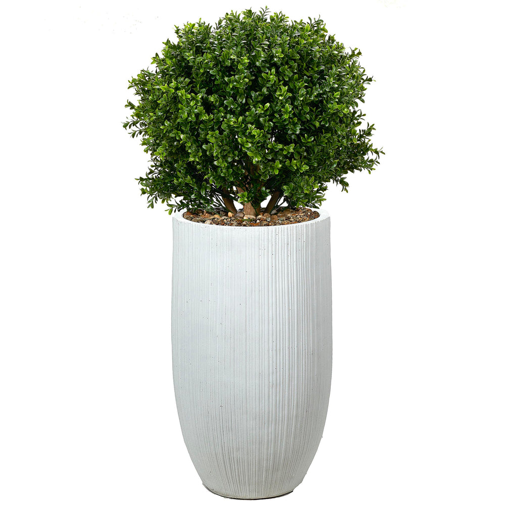 Boxwood Ball in Nell Planter, White-Accessories-High Fashion Home