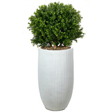 Boxwood Ball in Nell Planter, White-Accessories-High Fashion Home