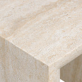 Brad End Table, Faux Travertine by Four Hands-Furniture - Accent Tables-High Fashion Home