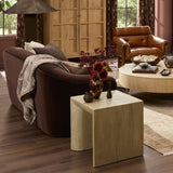 Brad End Table, Faux Travertine by Four Hands-Furniture - Accent Tables-High Fashion Home