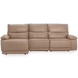 Branford Leather Power Recliner Sectional, Taupe
