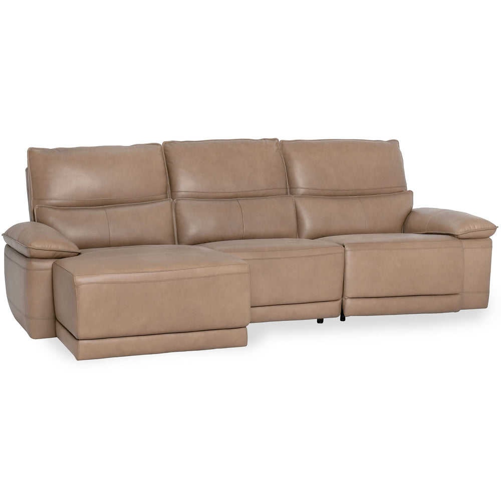 Branford Leather Power Recliner Sectional, Taupe