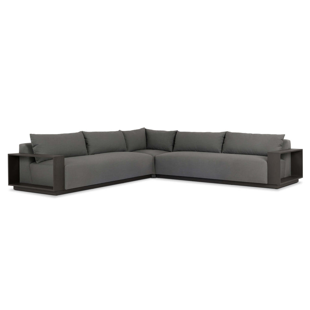 Branford Outdoor Metal 3 Piece Sectional, Arashi Graphite by Four Hands-Furniture - Sofas-High Fashion Home