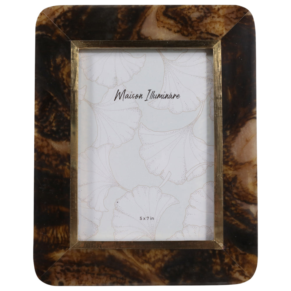 Brass Border Tortoise Look Photo Frame, Brown – High Fashion Home