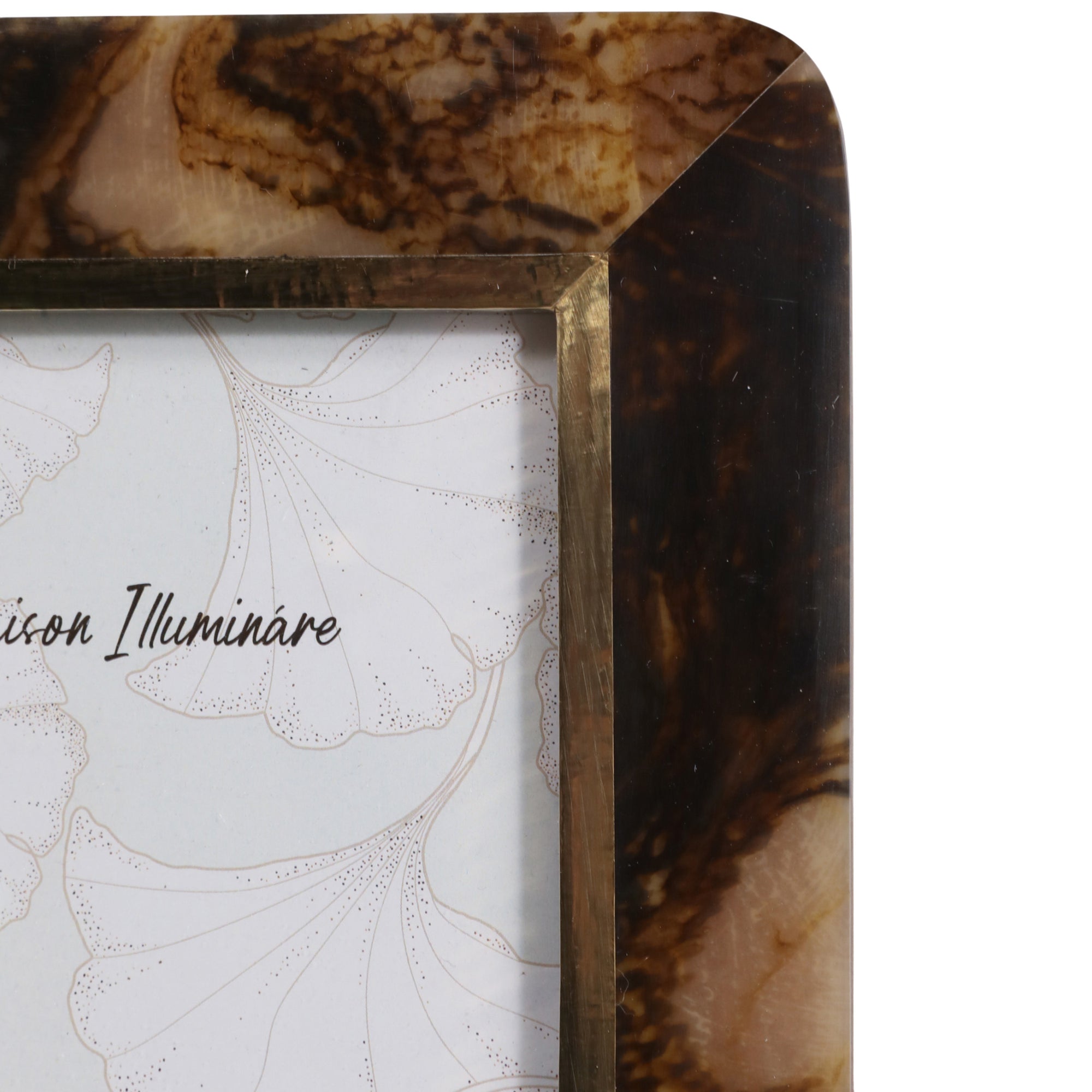 Brass Border Tortoise Look Photo Frame, Brown – High Fashion Home