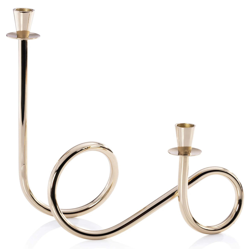 Breda 2-Tier Brass Candle Holder, Polished Gold-Accessories-High Fashion Home