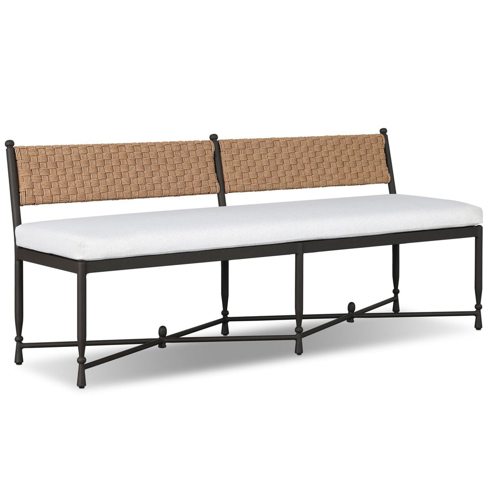 Breton Outdoor Bench, Alessi Linen by Amber Lewis x Four Hands-Furniture - Benches-High Fashion Home